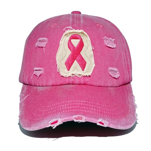 Gorra ajustable de algodón rosa con parche lazo cáncer miniatura 1