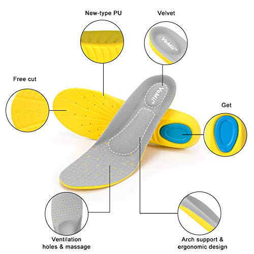 Shoe Insoles for Women Men and Kids, Memory Foam Insoles, Comfortable Sports Shoe Inserts for Shock Absorption and Relieve Foot Pain, Plantar Fasciitis Arch Support Insoles, M(Men 6-9/ Women 7-11) - Thumbnail 5