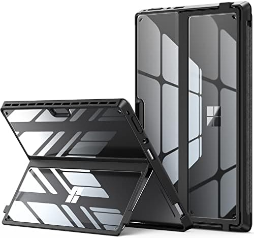 INFILAND Surface Pro 8 Case, Crystal Clear Multi-Angle Shockproof Cover Compatible with Microsoft Surface Pro 8 13" 2021 Tablet, Work with Surface Pro Signature Keyboard & Surface Slim Pen 2, Black