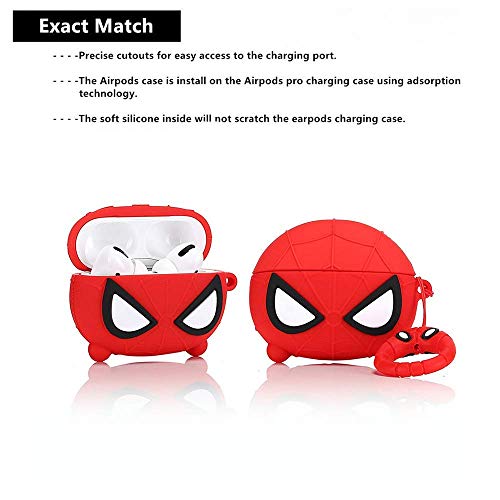 Image of Cartoon Silicone Case Compatible with Apple AirPods Pro 2 Case Cover - Cute 3D Shockproof 360 Protective Skin Cover with Keychain | AirPods Pro 2nd Gen Case (Spider-Man)