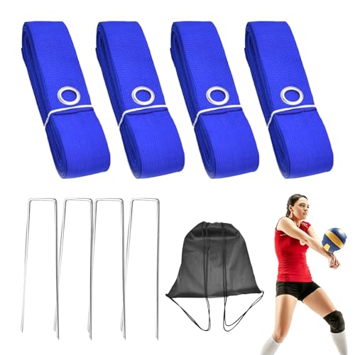 バレーボール境界線 - トレーニングコートシステム、軽量ゲームセットアップキット|キャリーバッグ付きのフィールドマーカー、ビーチマッチ用のプロのバレーボールギア、グラスネットアクセサリー、パーク練習用具