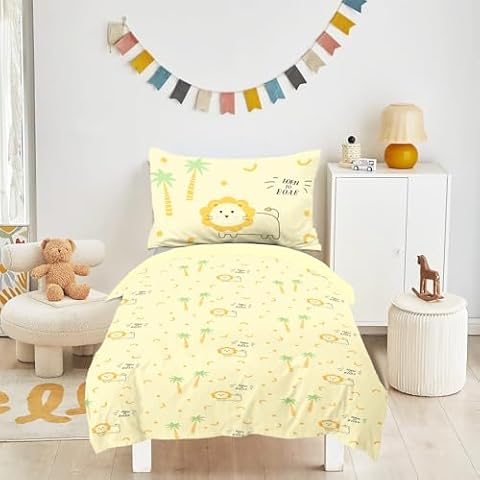 INTOMENG Cute Lion Bedding Set for Kids Cover