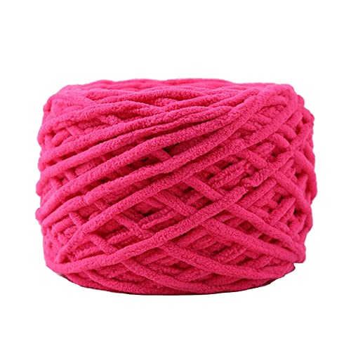 Image of SSuper Thick Fluffy Jumbo Polyester Baby Blanket Chenille Yarn for Knitting, Crochet & Home Decor Projects, Afghans, throw pillows, cushions & blankets. -100 GMS - 6mm thickness Color (magenta)