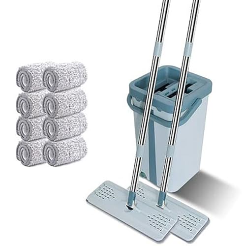 TBATM Squeezy Mop with Replaceable Ultra Fine Fiber Mop Cloth, Spin Mop and Bucket Set, Stainless Steel Handle, Dual Use of Dry and Wet, for All Floors Types,J