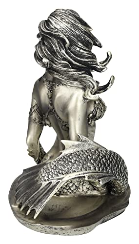 Estatua Decorativa Sirena de Resina Acabado Bronce 7.5 pulg miniatura 4