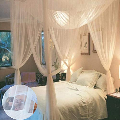Tinyuet Bed Canopy, 4 Doors Mosquito Net, 74.8×82.7×94.5In Universal Square Mosquito Nets, Hanging Bed Curtain For Most Size Bed - White #TOP5