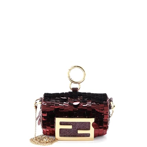 Fendi, Pre-Loved Chain Baguette Charm Bag Sequins Nano, Red