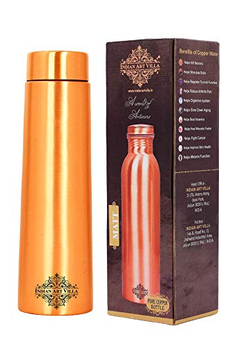 Image of Indian Art Villa Pyramid Design Lacquer Coated Copper Bottle, Drinkware & Tableware, Ayurveda Yoga, 800 ML
