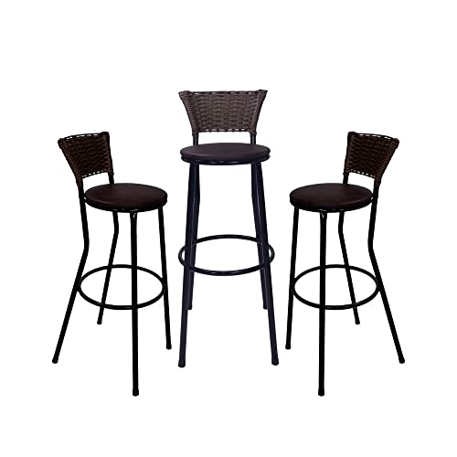 Conjunto Banqueta Bistrô Moderna Alta Com Encosto Versatil Flex Acabamento Juncado Bancada Cozinha A