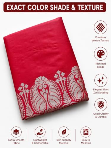 Image of Women's Glory Banarasi Satin Kanjivaram Saree Silver Zari Border Pure Soft Blend Silk Sari Kanchipuram Paithani Silk Party Wedding Festive New Ladies Sadi with Unstiched Blouse Piece.