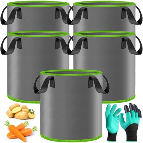 Bolsas de Cultivo, 5 Piezas 30L Bolsas para Plantar Patatas con M...