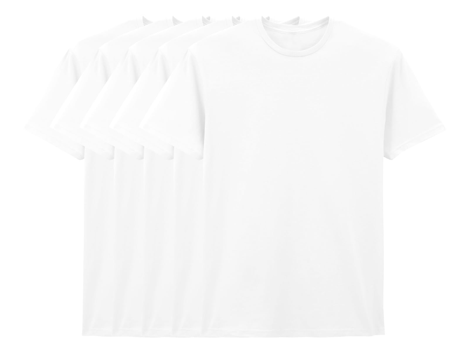 COOZO Mens Soft Cotton Pack of 5 Short Sleeve T-Shirts - White - 4XL