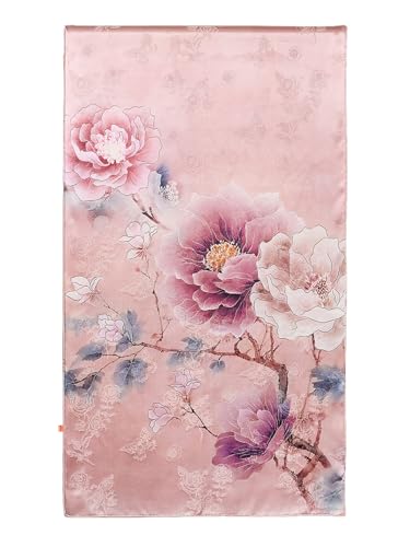 Écharpe en soie douce rose pivoine contre les irritations du cou wrap luxe Hua Luo