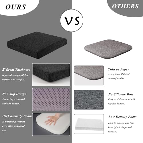 FlyGulls Square Bar Stool Cushions Non-Slip Chair Pads with Ties 2“ Thick Chair Cushions Set of 2 with Machine Washable Cover (Black, 12"x12") by FlyGulls - Used condition - Image 7