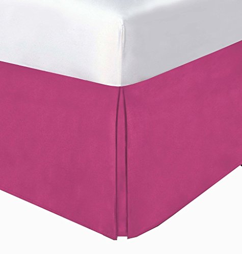 Zoom Collection Hotel Beddings 850-Thread-Count 100% Egyptian Cotton 1 Piece Bed Skirt With 30" Drop Length Twin Extra-Long Size Damask Solid, Hot Pink #TOP4