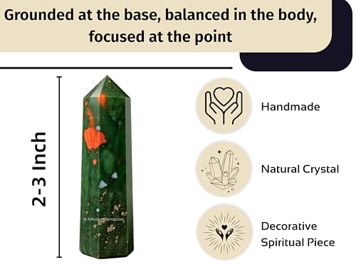 Image of Amazing Gemstone African Bloodstone Crystal Towers ~ Natural Healing Crystal Point Obelisk for Reiki Healing and Crystal Grid (2 inch to 3 inch Inch)