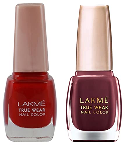 LAKMÉ True Wear Nail Polish & True Wear Nail Polish, Reds & Maroons, Glossy Finish, 9ml