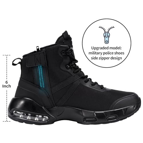 Military Tactical Boots Men Wide Toe Waterproof 6 Inches Lightweight Durable Side-Zip Combat Boots Work Hiking Non Slip Boots2