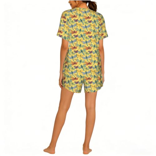 Ensemble pyjama à manches courtes femme vêtement de nuit imprimé