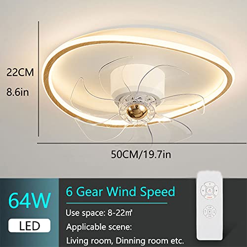 Ventilateur de plafond avec lampe LED 64W moderne à 6 vitesses pour salon