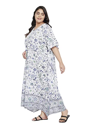 Image of Gypsie Blu Women Plus Size Kaftan Dress Beach Cover Up Maxi Dresses for Women, V-Neck Kimono Sleeve 1X-3X
