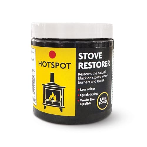 Hotspot Stove Restorer 250ml Restores and Protects Cast Iron Stoves Fireplaces and Grates; Long-Lasting Black Finish; Easy-to-Apply Polish for Wood Burners and Cookers