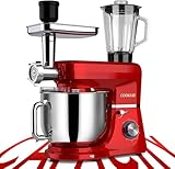 COOKLEE 6-IN-1 Stand Mixer, 8.5 Qt. Multifunctional Electric Kitchen Mixer with 9 Accessories for Most Home Cooks (Ruby Red1)