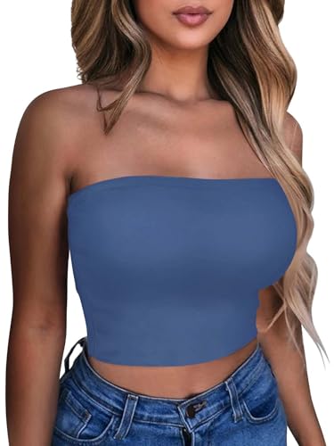 Image of Summer Tube Tops Basic Crop Tops for Women Strapless Tank Casual Tunics Sexy Short Shirts 2026