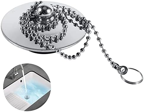 Agatige Bathtub Stopper with Chain, 42mm/1.65inch Bathtub Drain Strainers Stainless Steel Hair Catcher Bathtub Drain Stopper Protectors Kitchen Sink Stopper