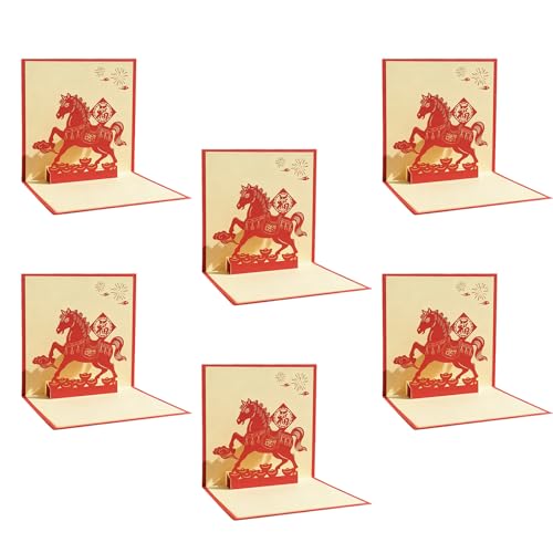 Tarjeta de Año Nuevo Chino de caballo tallado con sobre protector para evitar daños en el envío postal