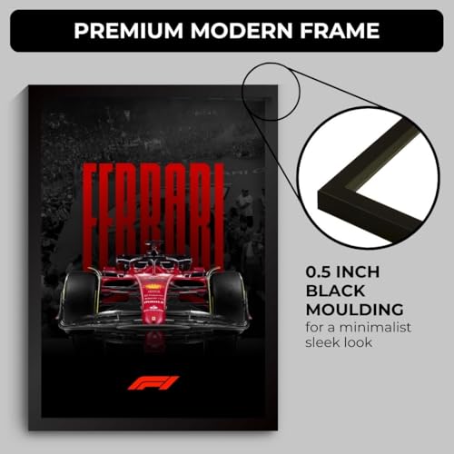 Image of Ferrari F1 Poster | Framed Ferrari F1 Car A4 Sized (31 x 23 cm) | Carlos Sainz, Charles Leclerc Poster, Lewis Hamilton Posters | Car Posters for Wall, Gift for Boys, Formula 1 Posters | Race Frames (F 003)