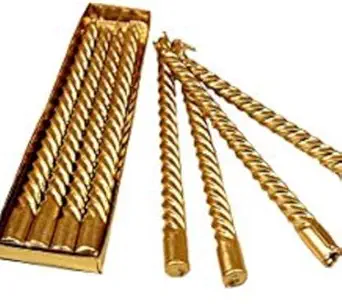 Kuber Selection Pack of 12 Pcs 10 Inch Golden Spiral Long Candles, Golden Taper Candles 10