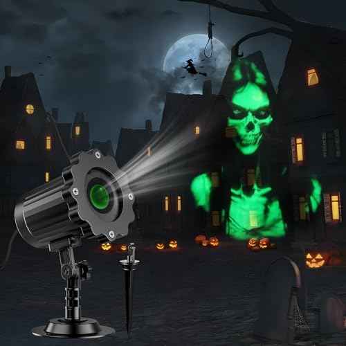 Halloween Projector Lights Outdoor,2025 Upgraded 3D Dynamic Skull...