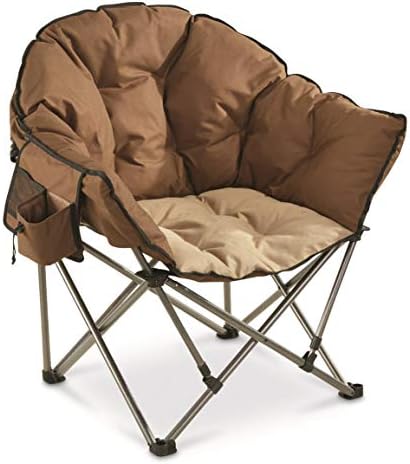 Guide Gear Club Camping Chair, Oversized, Portable, Folding with Padded Seats, 500-lb. Capacity, Tan Brown
