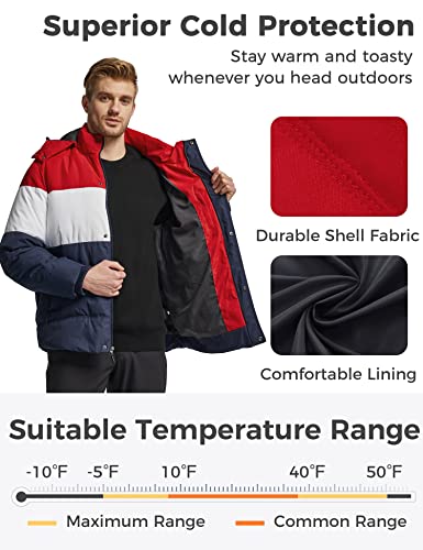 Wantdo Giacca con Cappuccio Antivento Invernale Parka da Lavoro Imbottita Cappotto da Esterno Trapuntato Giubbotto da Trekking in Cotone Uomo