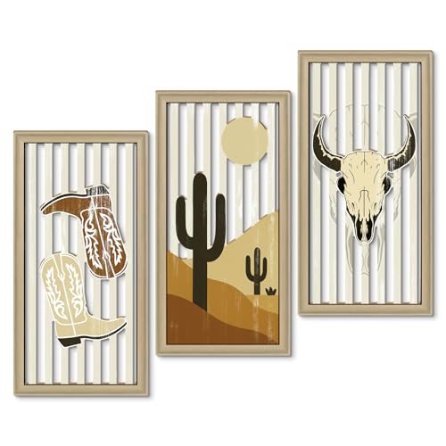 Putuo Decor Western Wall Decor Set of 3, Southwestern Cactus