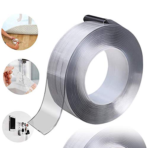 Multipurpose Nano Grip Tape Reusable Removable Washable Double Sided Sticky Strips Seamless Traceless Tape Adhesive Kitchen Holde(1.98IN /9.85FT)