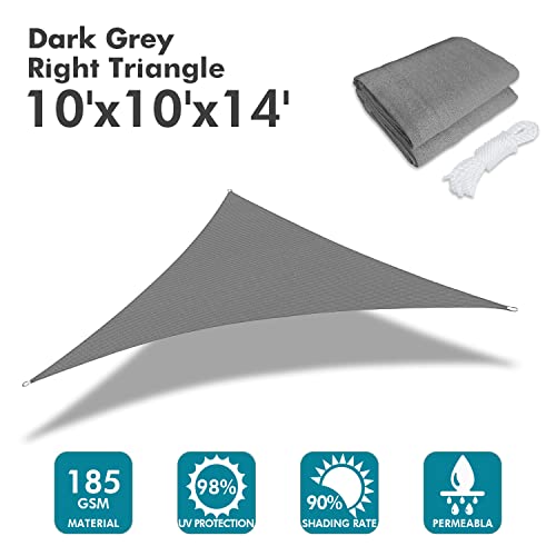 Image of KANAGAWA 10'x10'x14' Sun Shade Sail Dark Gray Curved Triangle