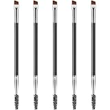 Duo Eyebrow Brush Set: Angled Eyebrow Brush & Spoolie, Eyelash Comb Tool - 5 Pcs
