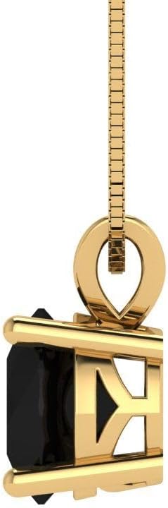 Clara Pucci 14K Yellow Gold Plated Solitaire 18" Box-Chain Necklace - Sterling Silver 1ct Round Cut Onyx Pendant - Image 3