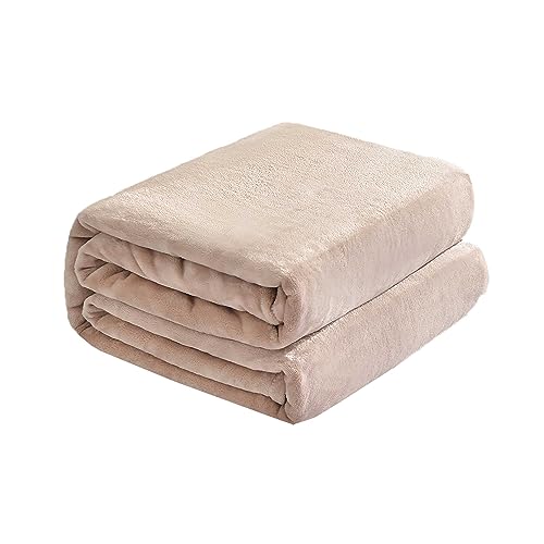 Kingole Flannel Fleece Microfiber Throw Blanket, Luxury Timid Pink Twin Size Lightweight Cozy Couch Bed Super Soft and Warm Plush Solid Color 350GSM (66 x 90 inches)