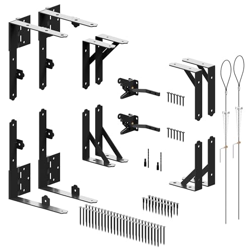 Gate Corner Brace Bracket Anti Sag Gate Frame Kit with Self-Locking Gate Latch, Heavy Duty Gate Repair Kit for Wooden Fence, Driveway Gates, Shed Doors, Wood Windows,Gate Support Hardware Kit, 2 Pack