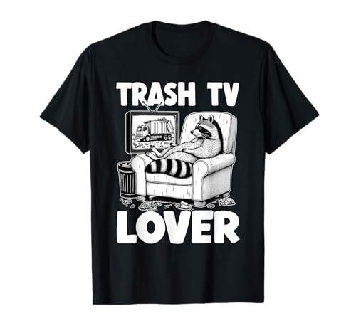 Team Trash TV Lover Racoon Divertente Procione Maglietta