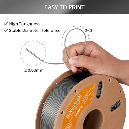 Image of ERYONE PLA Filament 3D Printer PLA Filament 1.75mm + /- 0.03mm, PLA Filament 1KG Cardboard Spool(2.2LBS), Agate Grey