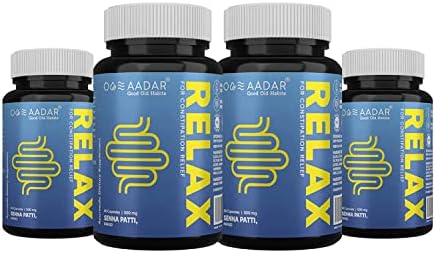 AADAR Re-LAX Constipation Relief, Ayurvedic Natural Laxative Digestion Support & Bowel Wellness Capsules, 60 units (Pack of 4) - with Senna, Harade, Ajwain