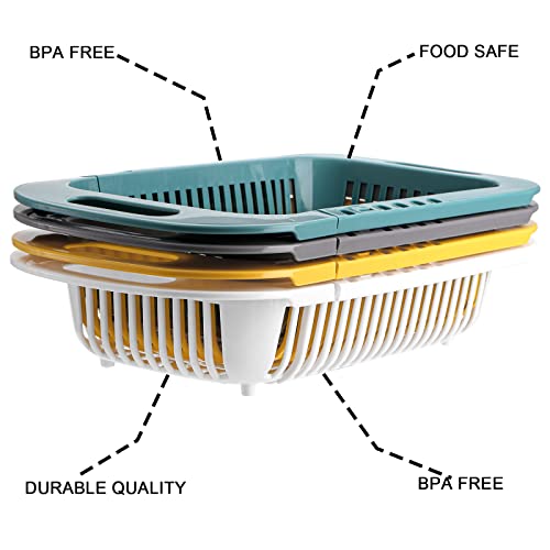 Hiceeden Set Of 4 Over The Sink Strainers For Kitchen, Extendable Plastic Colander, Retractable Drain Basket For Fruits And Vegetables Wash, Dishes Dry #TOP2