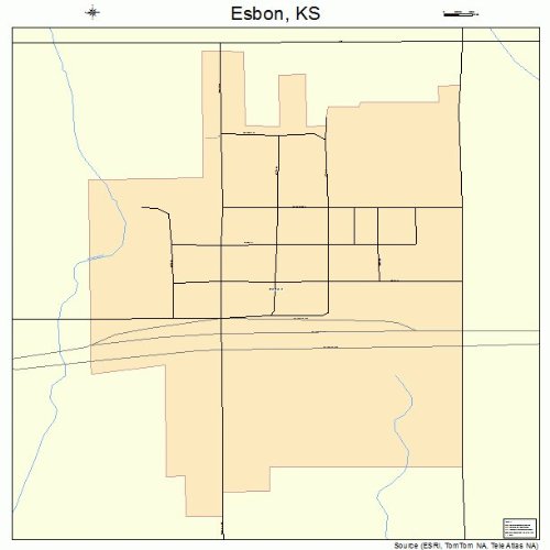 Large Street & Road Map of Esbon, Kansas KS Printed poster size wall