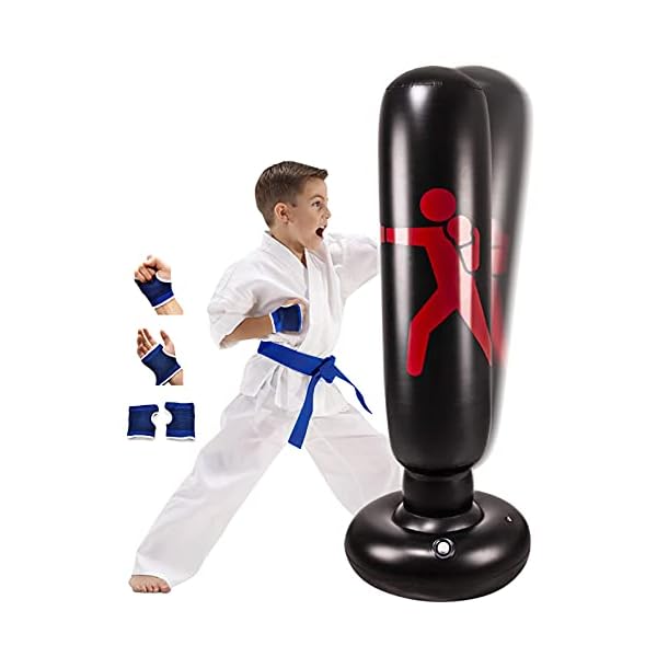 Inflatable-Kids-Punching-Bag-with-Stand-Kickboxing-Freestanding-Punching-Bags-for-KidsAdults-63-Portable-Weighted-Boxing-Punching-Bag-for-Practicing-Karate-Taekwondo-MMA-with-Training-Gloves Inflatable Kids Punching Bag with Stand, Kickboxing Freestanding Punching Bags for Kids&Adults, 63” Portable Weighted Boxing Punching Bag for Practicing Karate, Taekwondo, MMA (with Training Gloves).