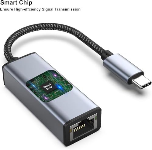 Image of BENFEI USB-C to Ethernet Adapter, USB Type-C (Thunderbolt 3 /4) to RJ45 Gigabit Ethernet LAN Network Adapter Compatible with iPhone 15 Pro /Max, MacBook Pro /Air 2023, iPad Pro,iMac, S23, XPS 17 and More