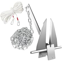Premium Boat Anchor Kit, Fluke Style Small Boat Anchor Kit, Includes Sea Anchor Chain, Anchor Rope